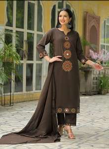 <b>Women</b> Cotton Heavy Embroidery <b>Kurti</b> Pant Dupatta Set | Lightweight Ethnic Daily Wear | Party Wear - Product Image 6