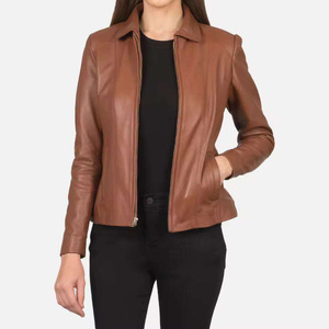 แจ็กเก็ตหนังแท้กันลมสำหรับผู้หญิง2025เสื้อแจ็กเก็ตหนังแท้สำหรับฤดูใบไม้ร่วงโลโก้ออกแบบได้ตามต้องการสำหรับฤดูหนาว - Product Image 2