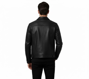 Chaqueta de Cuero Métrica: Chaqueta de Cuero de Oveja Genuino para Hombre, Invierno, Transpirable, Ribete Acanalado y Forro Ecológico, Talla Grande Holgada - Product Image 2