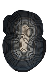 พรมแกะสลักด้านหลังทำจากยางขนสูงแบบมีเส้นตรงตรงกลางในแนวบลูส์ลึกและโทนสีอบอุ่น - Product Image 4