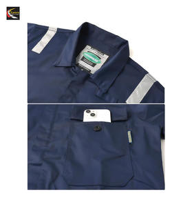 Haute qualité unisexe à manches longues imperméable coton Action dos combinaison fermeture éclair poches mécanicien uniforme réfléchissant vêtements de sécurité - Product Image 3