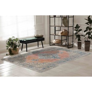 Alfombra Vintage con Estampado Floral: Turca, Estilo Step, para Cuarto de Niños, Oriental, con Medallón, de Chenilla - Product Image 4