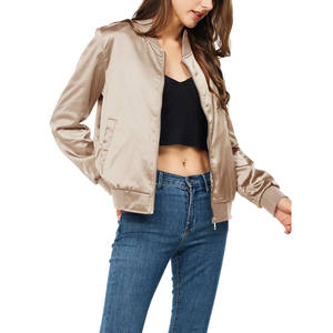 100% Polyester Satin Bomber Veste Femmes Haute Qualité Varsity Veste au Prix de Gros Logo Personnalisé Femmes Satin Veste - Product Image 5