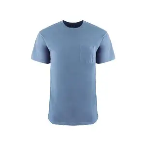 清新干净线浅蓝色男式t恤-柔软合身男式t恤-棉聚混纺-预收缩高级t恤