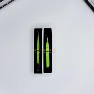 Pinzas de Extensión de Pestañas Getup Brosons Impex de Acero Inoxidable con Aislamiento de 45 Grados, Recubrimiento de Polvo Verde, Herramienta Profesional - Product Image 6