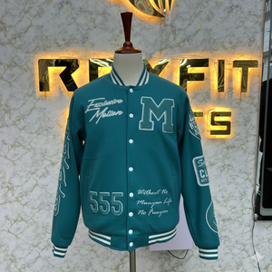Low Rate & Good <b>Material</b> Embroidered Wool and Silk Men's Jacket with Covered Button Closure versity jackets Lettermen jackets - Product Image 1