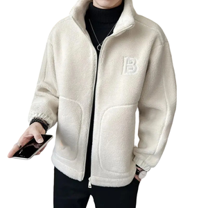 Winter Fleece Male <b>Coat</b> Jacket for <b>Men</b> Solid Colour Loose Warm Fashion Streetwear Style Man Luxury Jacket Fleeced Clothing - Product Image 4