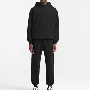 Chándales de rizo francés desgastados de alta calidad para hombres Puff estampado Streetwear algodón personalizado pantalones de chándal conjuntos con capucha - Product Image 3