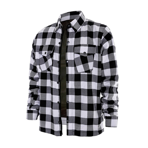 High Quality <b>Men's</b> 100% Cotton Breathable <b>Flannel</b> Shirt <b>Jacket</b> Quilt Lined Motorcycle Riding - Product Image 3