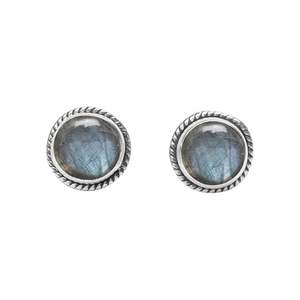 Elegant Gold-Plated Labradorite <b>Stud</b> Earrings Handcrafted Daily Wear Sterling <b>Silver</b> Gemstone Jewelry Rope Edge Design Perfect - Product Image 4