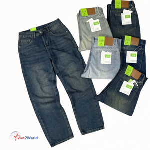 Pantalones bombachos para hombre, vaqueros de mezclilla formales, lavado medio, cintura media, estirable, ODM sólido, hecho en Vietnam - Product Image 1