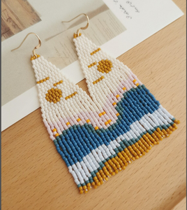 From Our Hands to Yours Handwoven Dangle Earrings, Nature Seed Bead Earring Snative Earring - Fringe Earring - Product Image 1