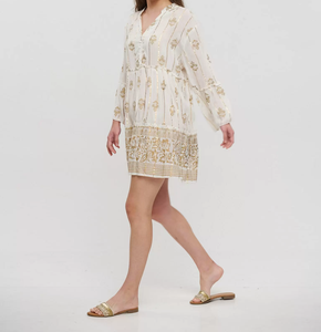 Chemise longue en coton biologique écologique respirant, col en V profond doré, manches longues en dentelle, style décontracté, livraison maritime - Product Image 1