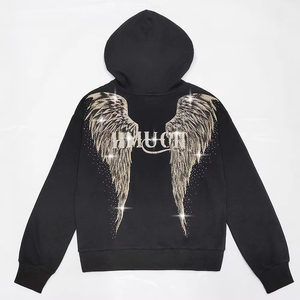 Sudaderas con Capucha de Felpa Francesa 100% Algodón de Última Calidad, con Logotipo Personalizado, Estilo Bling, Lavado Ácido, Talla Grande, Unisex, OEM, ODM, para Hombre - Product Image 1