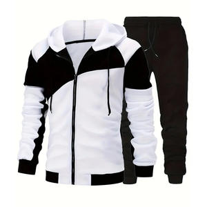 Conjunto Deportivo de Dos Piezas para Hombre al por Mayor, Sudadera con Capucha y Cremallera con Bloques de Color, Pantalones Deportivos, Logotipo Personalizado, Ropa Deportiva Informal OEM - Product Image 1