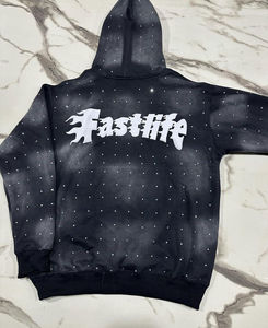 เสื้อผ้าผู้ชายมีฮู้ดแบบซิปเต็มตัวทำจากผ้าฝ้ายเกาหลีมีฮู้ดและสเวตเชิ้ตขนาดใหญ่พิเศษประดับพลอยเทียม - Product Image 2