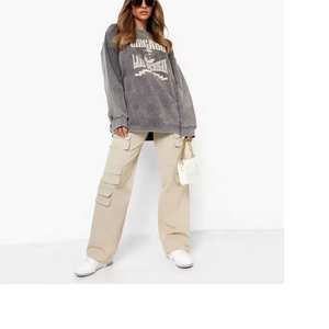 OEM Logo personnalisé femmes sweat à capuche de haute qualité col rond à manches longues épaules tombantes sweat-shirt brodé pour l'hiver tissé devant - Product Image 5