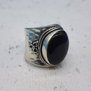 Customizable 925 Sterling Silver Adjustable <b>Ring</b> Genuine High Quality Designer Bezel Setting <b>Black</b> <b>Onyx</b> Oval for Parties - Product Image 1