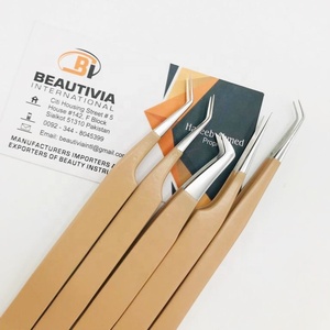 Herramienta de extensiones de pestañas de etiqueta privada personalizable profesional pinzas de acero inoxidable sostenibles punta puntiaguda de agarre fuerte - Product Image 1