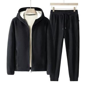 Ensemble deux pièces unisexe automne-hiver, sweat à capuche et pantalon de streetwear, couleur unie, décontracté, sport, 100% coton, séchage rapide, respirant - Product Image 2