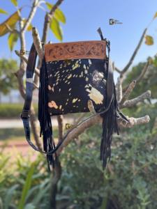 Sac à main en cuir sculpté à la main avec franges, élégant, nouvelle arrivée, sacs en cuir métallique à fourrure pour femmes, bandoulière multi-usages - Product Image 5