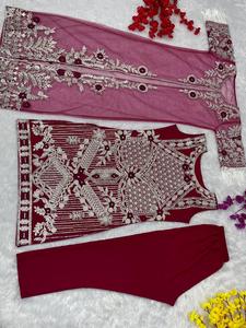 Soft Net Heavy Sequence Bordado Trabajo Koti y Top con Sequence Work Pantalón de seda suave - Product Image 5