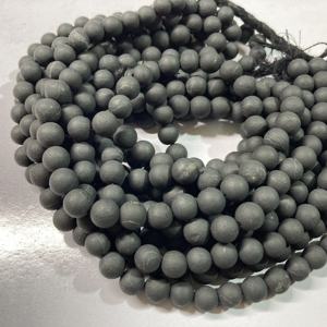 Haute qualité 20mm Shungite Agate perles pierres précieuses noires naturelles IGI certifié produit en vrac pour la fabrication de bijoux conception de collier - Product Image 2