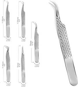 แหนบปลายขนตา90องศาทำจากสเตนเลสสตีลความแม่นยำทนทานต่อขนตาสีชมพู - Product Image 5