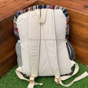 Nouveau design de sacs pour ordinateur portable en chanvre sacs à dos durables nouveauté jute avec coton unisexe multi-usages sacs à dos de voyage - Product Image 5