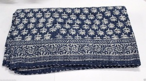 Colcha de algodón con estampado de bloque de mano, acolchada de tamaño Queen colcha, indio, hecho a mano - Product Image 5