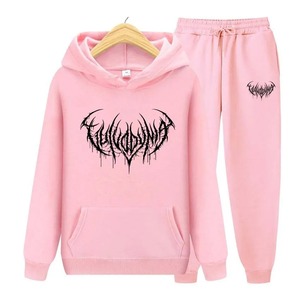 Otoño Invierno sudaderas con capucha + Pantalones conjunto de dos piezas estampado hombres mujeres chándales sudaderas Jogger pantalones gruesos ropa cálida hombres - Product Image 4