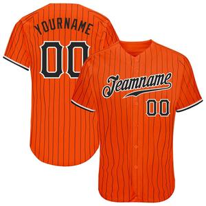 Camiseta de béisbol auténtica en blanco y negro a rayas naranja personalizada ropa de equipo personalizada superventas - Product Image 1