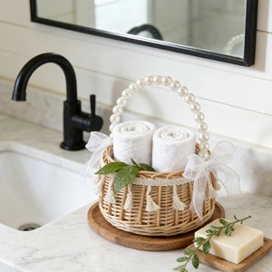Handmade <b>Flower</b> Girl <b>Basket</b> with Pearl Handle Handmade Storage <b>Basket</b> Wholesale eco-friendly Made in Viet Nam - Product Image 4