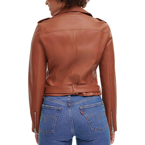 Chaquetas de Motocicleta para Mujer, Chaqueta de Cuero de Oveja Genuino, Chaqueta de Motociclista para Mujer, Abrigos de Cuero Cortos y Elegantes al por Mayor para Damas. - Product Image 3