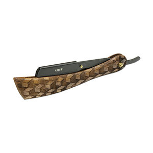 UBI UBI-708-1 Navaja de afeitar con mango de madera y cuchilla intercambiable, cuchillo de barbero para afeitar la barba, acero con alto contenido de carbono, con estuche, color negro - Product Image 4