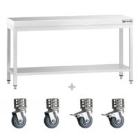 Table de centre commerciale en acier inoxydable PREMIUM - 1800x600mm - avec étagère inférieure