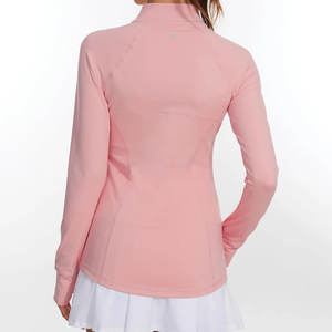 Veste de sport pour femme, coupe ajustée, extensible, pour le yoga, la course à pied, manches longues, fermeture éclair intégrale, trous pour les pouces, veste de sport pour la salle de sport - Product Image 3