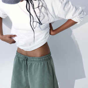 100% Material de algodón mujeres Color blanco conjunto de 2 piezas logotipo personalizado impresión ligero estilo de calle de gran tamaño - Product Image 4