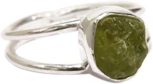 Bague pour femme en pierre naturelle péridot, pierre de naissance d'août, double bande, bijoux faits à la main pour Noël, bague en argent sterling 925 - Product Image 3