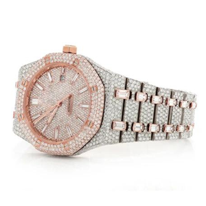 Montre Hip Hop Iced Out pour hommes de qualité supérieure en diamant cultivé en laboratoire personnalisé fonction analogique boîtier en acier cadran en verre nouveauté cadeau - Product Image 4