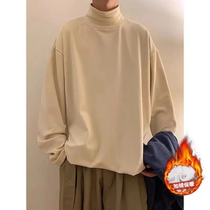 T-shirt en polaire à col rond pour homme, manches longues, haut thermique, style coréen décontracté, Harajuku, 100% coton, écologique, respirant, chaud - Product Image 3