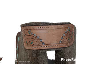 Coussinets en feutre de laine gris naturel épais 1 "sur mesure harnais de selle de cheval occidental sculpture meilleurs prix de vente 30x32/32x32 taille indienne - Product Image 5