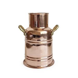 Vase en cuivre fait main authentique turc Armagan 18 cm avec poignées en laiton, décor à la maison, Vase de table en pot de fleur de couleur cuivre - Product Image 1