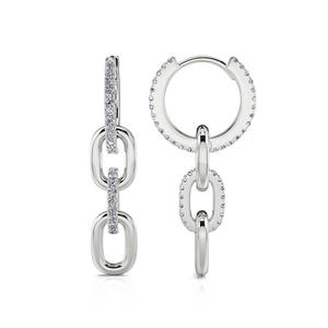 Jeulia Sterling <b>Silver</b> Link <b>Chain</b> Drop <b>Earrings</b> - Product Image 2
