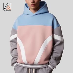 Custom Multi Color Men's Streetwear Hoodie Embroidered Rhinestone Color-<b>block</b> Multi Panels Winter Pullover Hooded Collar - Product Image 2