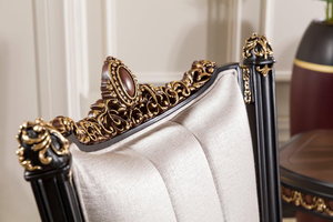 Luxury European Classic Armchair <b>with</b> Gold-Accented Hand-Carved Wood Frame and Premium Satin Fabric Upholstery - Product Image 3