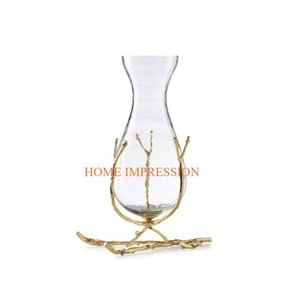 Leaf Designing Gold Polished Metal Brass Fancy New Style <b>Flower</b> Vases and <b>Pots</b> Wedding Table Decoration Centerpiece <b>Tall</b> Vases - Product Image 4