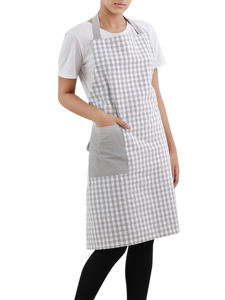 Delantal sin mangas teñido en hilo de lino y algodón 100% gris a cuadros para uso doméstico y comercial, para hoteles y restaurantes - Product Image 2