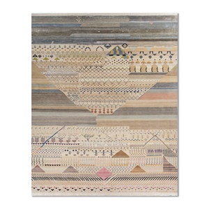 Freedom Manchaha Ivory Large Area Hand Knotted Wool & Silk <b>Rugs</b> Geometric Pattern 10mm <b>Thickness</b> for Teen Home Decor-Lub-8615 - Product Image 1