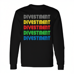 Divestment Long Sleeve T-<b>Shirt</b> Unisex Adult Crew Neck <b>Grunge</b> Vintage Style Promotional - Product Image 3